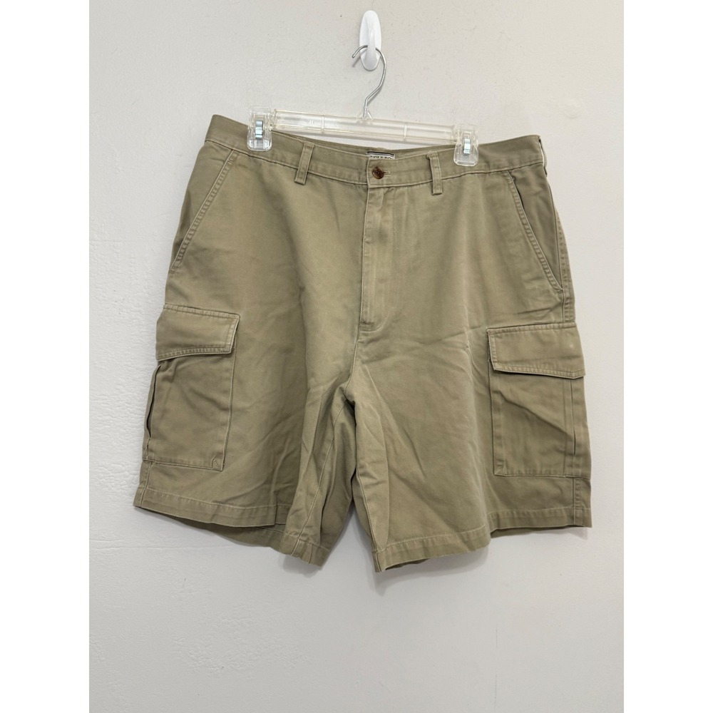 Vintage Bugle Boy Mens Khaki Cargo Utility Shorts Cotton Twill Y2K Tan 36 Dad
